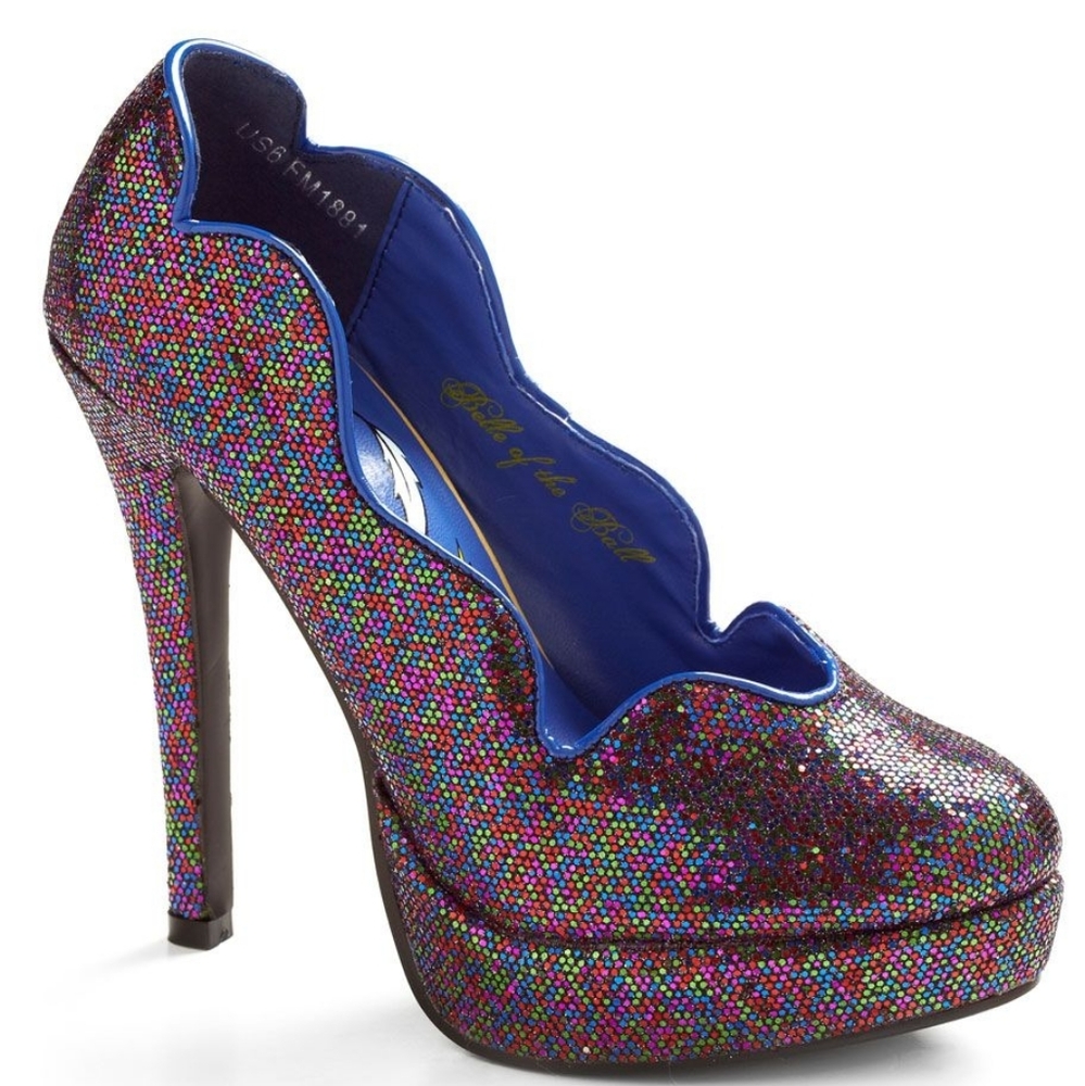 Blue glitter platform heels Fab-fetti Belle heels T.U.K